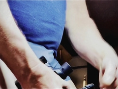 See his wood spunk all over a lollipop sander