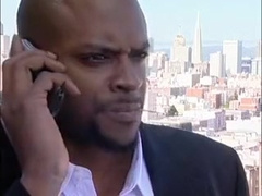 Bald black guy fucks a redhead white dude