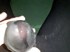 Nylon sock stroke with semen ejaculation