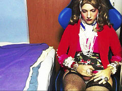Crossdresser draining and showing new glance around.