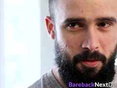 Bearded muscular stud barebacks his gay jock buddy