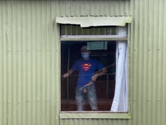Brave getting off by the window with money-shot