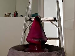 Riding Extreme Huge Buttplug Stretching My Asspussy on The Grip 144