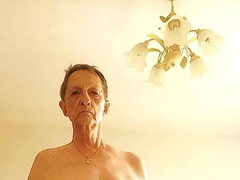 an old man has fun with his dick and cums on the table