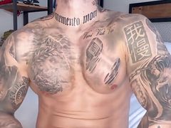Sexy Hunk Tattooed Playing with My Fat Cock and Hole