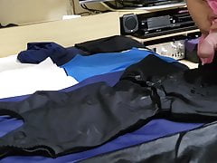 Cum on leotard + skirt