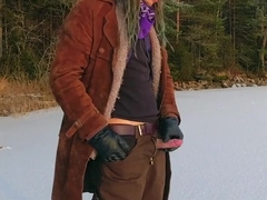 Tugging off on a frozen lake - Vertical 30 fps