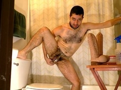 Purity slave rides fat dildos in the bathroom