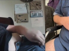 Teenager dude spunks for gigantic father with puny stiffys