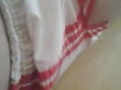 Me in Adidas satin nylon shiny white with red stripes short