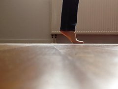 Hopping on one naked foot