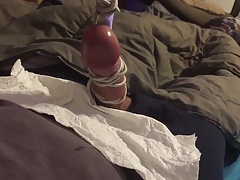 Cock explodes with cum from vibrator
