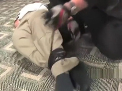 BG Rex blindfolded gagged and hogtied ( with some tickling).