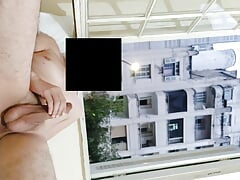 Risky masturbation flashing at open window front neighborhood 1