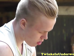 European twink wanking during a massage