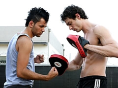 Locker room anal fucking with Victor Steele &  Felix Andrews