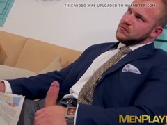 Elegant young businessman gets his ass pounded by hung bartender