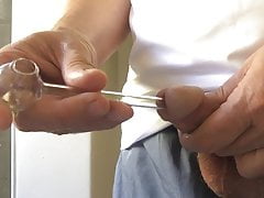 Fucking my Cock with glass pipe again