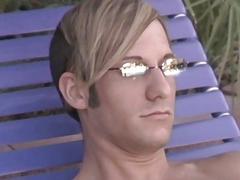 Studs bang each other after jerking off in their backyard