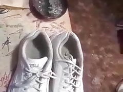 Cum on white sneakers