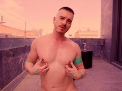 Axel Abysse gets wild with outdoor anal fisting on the terrace