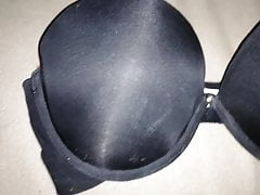 Cum on Strapless Black Bra 10C