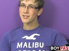 Jockstrap glasses twink Tommie Reed hot solo masturbation