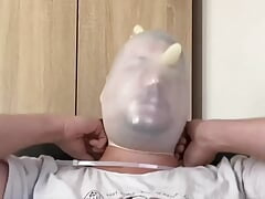 BHDL - LATEXGLOVE BREATHPLAY - ZIPTIED TO HEAD AND SOMETHING SPARKLING  -