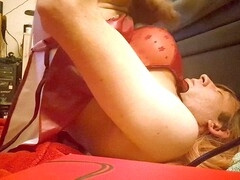 Dildo and cum, cum swallowing, middle-aged