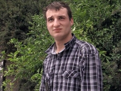 Adorable amateur guy rides hard dick in POV, OUTDOORS