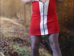 Sissy Crossdresser Christine Strips and Shows Small Cock1