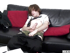 Gay emo college boy wanks his cock