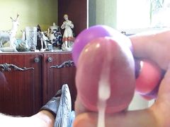 homemade masturbation of a cock with a toy to orgasm