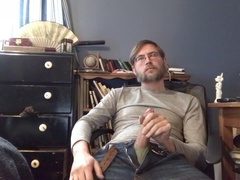 stroking off through denim