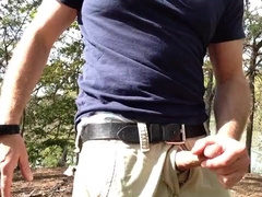 Wanking my wood in public, jerking my manstick, spunk dribbling.