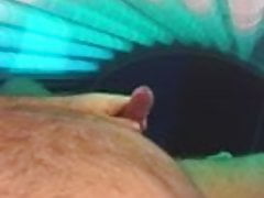 Hubby jacking in tanning bed. Super load