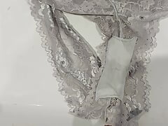 Peeing on wifes cummy knickers