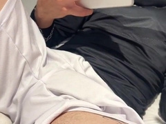 GAY-FOR-PAY FOOTBALL PLAYER WITH A GIGANTIC SHAFT PUT IT IN PRIVATELY UNTIL HE SPUNK.
