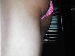 Sexy ass cute trans, run my panties and penetrate me fours, close-up