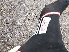 Master Ramon takes off his sweaty socks and shoes after sport, massages his hot feet and spoils his divine hard cock wit