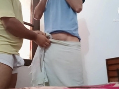 Wow Very First Time I hold my stepbrother manstick while he was dressed in lungi