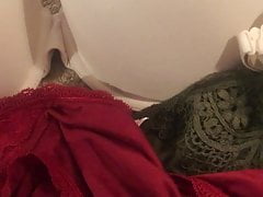 Stroking to lingerie pics with my wifes and coworkers panty