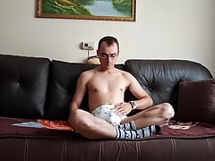 Nerdy College Boy with Funny Undies and Socks Masturbates After Classes Until He Cums Hard