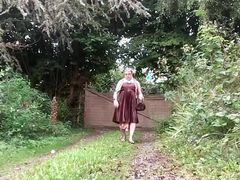 Dressed with a brown evening dress for a night out