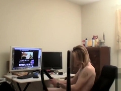 Straight young dude plays with his dick and vacuum cleaner