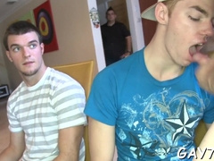 Dude deep throating stripper at soiree