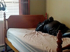 Crossdresser bound, ball-gagged, and fighting