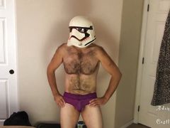 Stormtrooper Tries On Panties Striptease