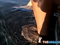 Emo young guys Asher and Brenden play with each others toes