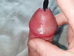 With a dilator in the sore cock